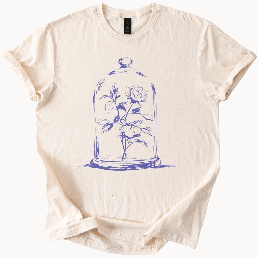Rose Blooming Under a Glass Bell Jar Tee